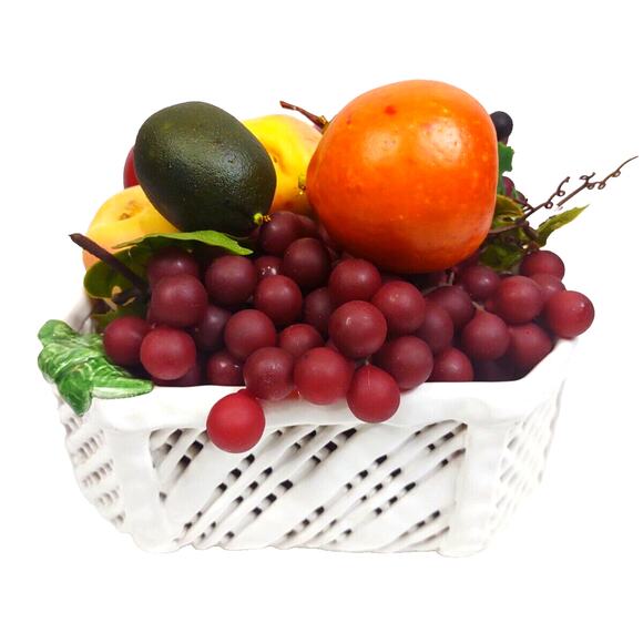 Vintage Ceramic Pottery Basket Fruit Bowl Savoir Vivre Made in Portugal w Fruit - Picture 2 of 12